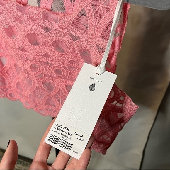 Dondup Camica Prunella Embroidered Mesh Pink Crop Top 44 - Picture 4 of 10